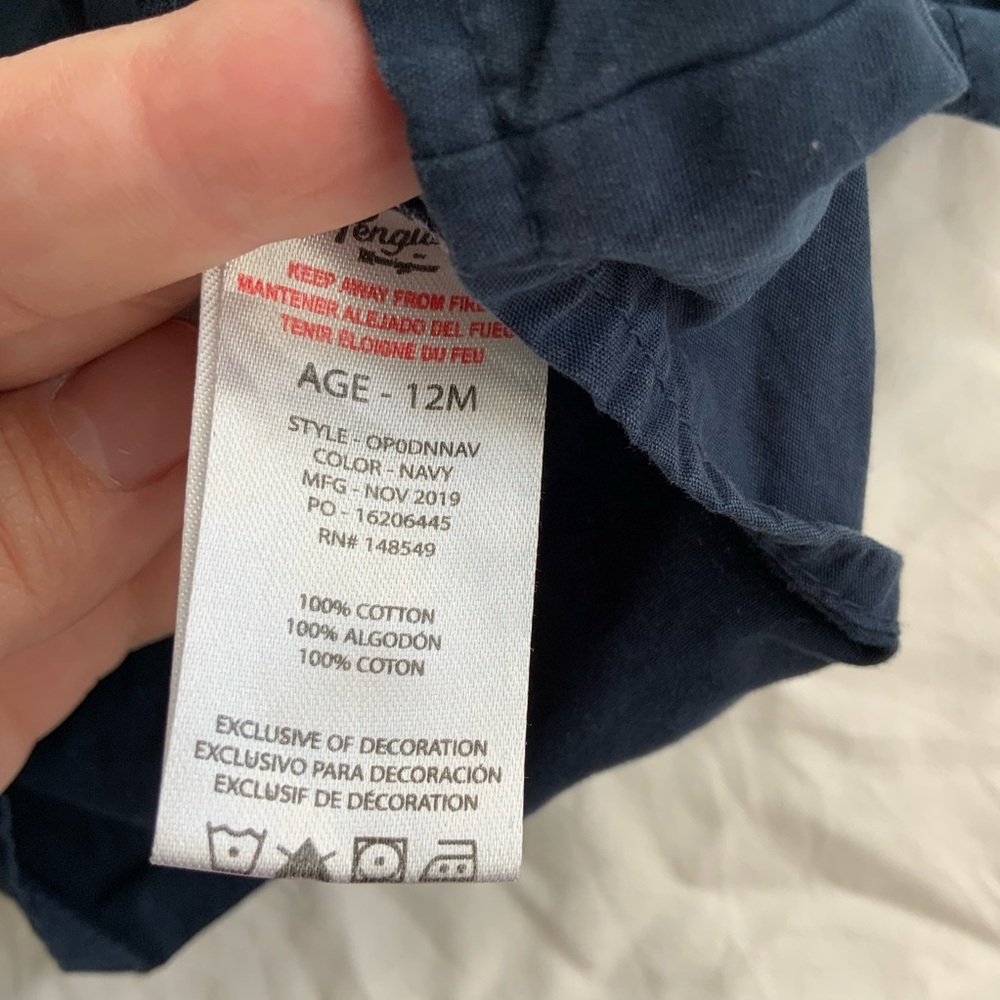 Original Penguin Baby Shirt 12MB Blue Short Sleeve Button-Up